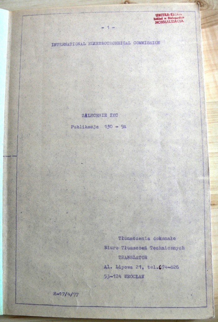 NORMA IEC 130-9A TŁUMACZENIE UNITRA ELTRA '77