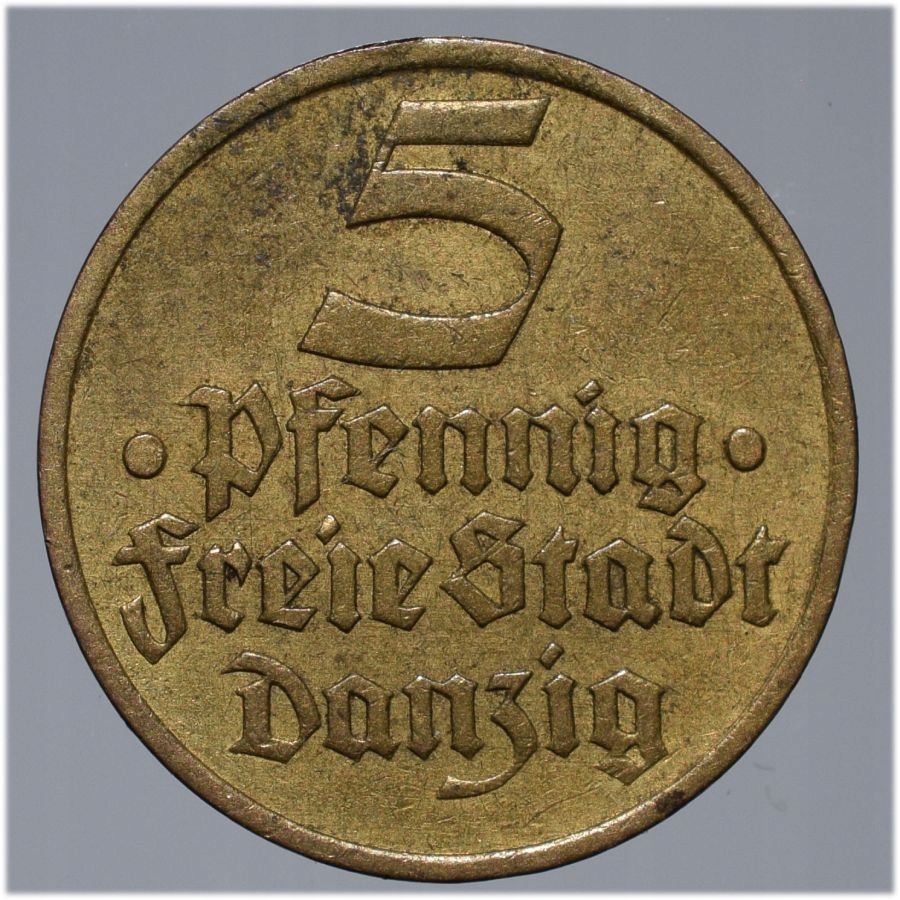 Wolne Miasto Gdańsk 5 fenigów pfennig 1932