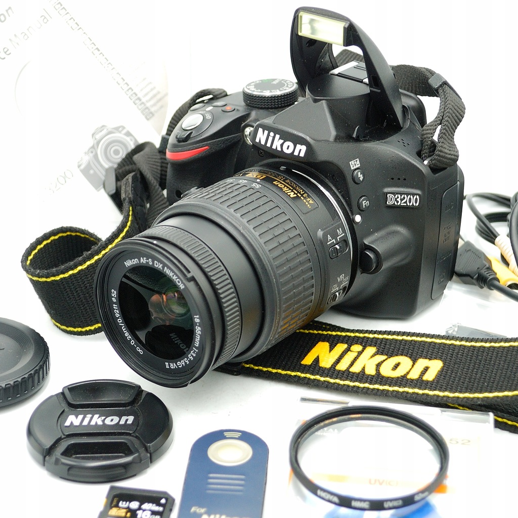 Nikon D3200 + 18-55 mm Aparat cyfrowy Jak nowy !!! 7000 zdjęć Duży zestaw