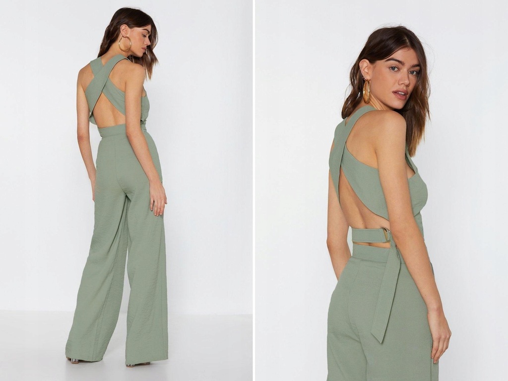 H011G23 TOP CROP ASYMETRYCZNY KHAKI NASTY GAL 36