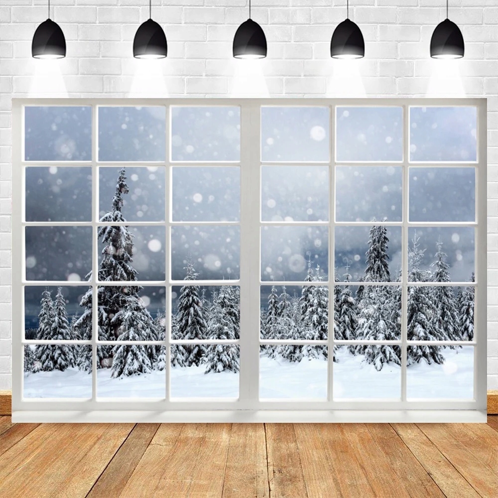TŁO FOTOGRAFICZNE do 180x250cm zimowe do fotografii w oknie bożonarodzeniow