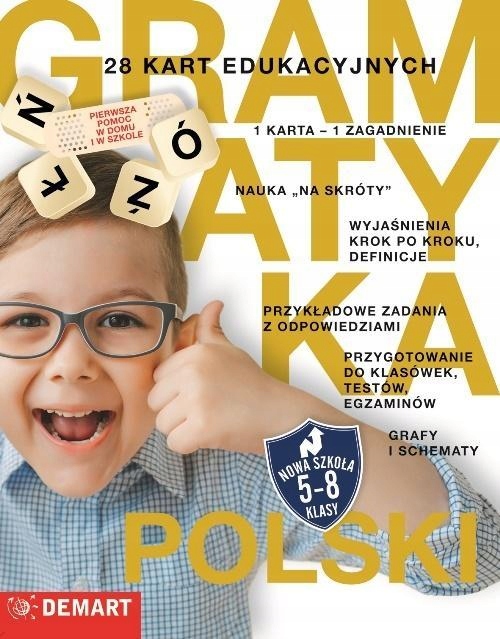 KARTY EDUKACYJNE - JĘZYK POLSKI. GRAMATYKA, DEMART