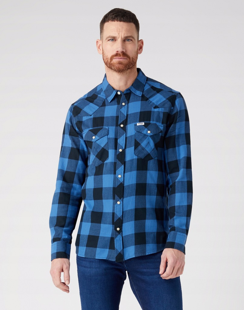 Wrangler Koszula Męska Ls Western Shirt Federal Blue W5566VB01 L