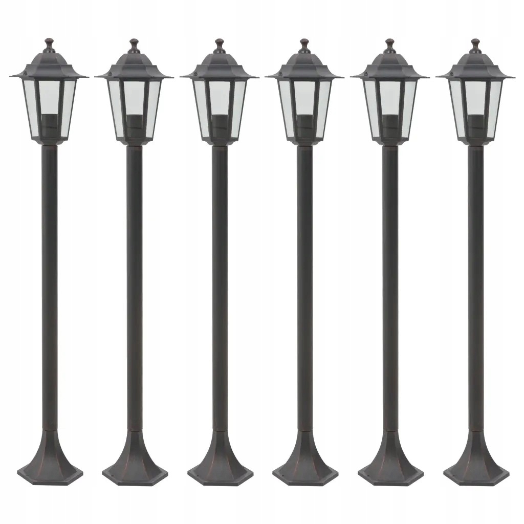 Lampy ogrodowe, 110 cm, E27, aluminium, 6 szt., brązowe