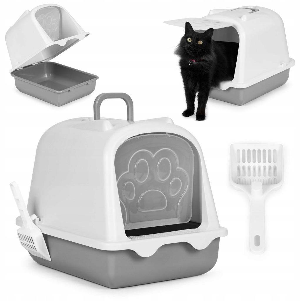 Duża Kuweta dla Kota ZAMKNIĘTA Zamykana z Drzwiczkami + Łopatka Do Żwirku