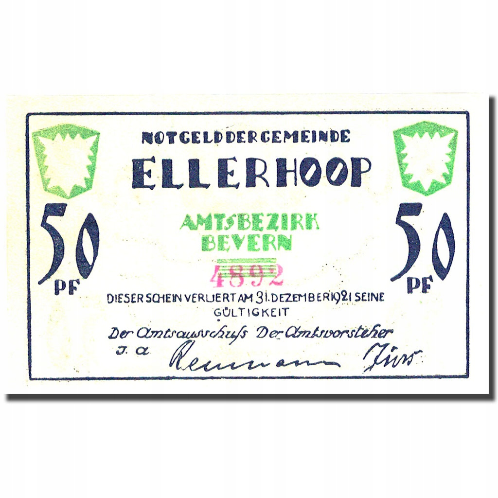 Banknot, Niemcy, Ellerhoop, 50 Pfennig, moulin, 19