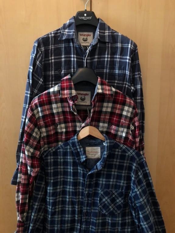 3 KOSZULE FLANELOWE WRANGLER S/M BAWEŁNIANE KRATA