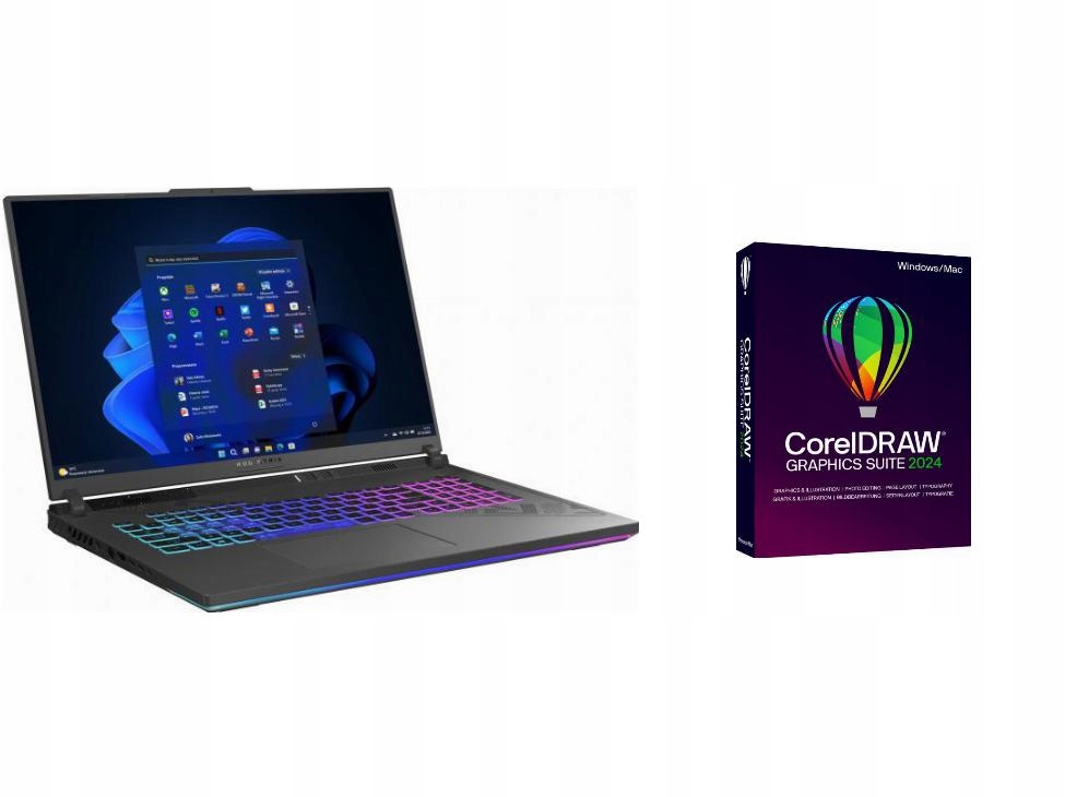 Laptop dla grafika Asus 18 NVIDIA GeForce RTX 4070 Laptop GPU + COREL DRAW