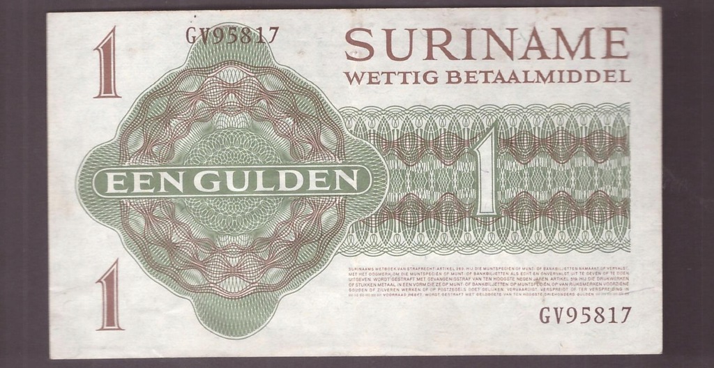Surinam - banknot - 1 Gulden 1960 rok