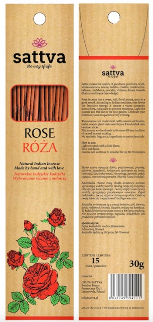 INDYJSKIE KADZIDEŁKA INCENSE ROSE RÓŻA SATTVA