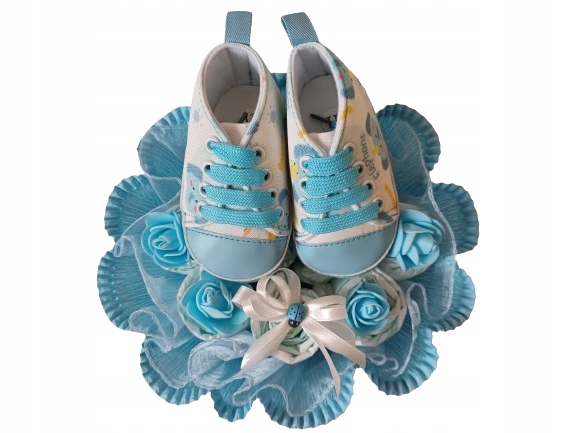 Bukiet z 10 pampersów pieluszek buciki trampki Chrzest narodziny