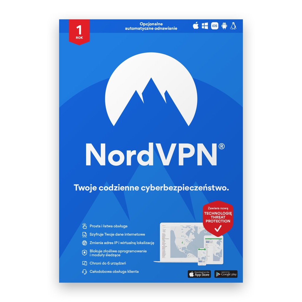 Nord VPN Standard - pakiet VPN + zabezpieczenia 6 st. / 12 miesięcy