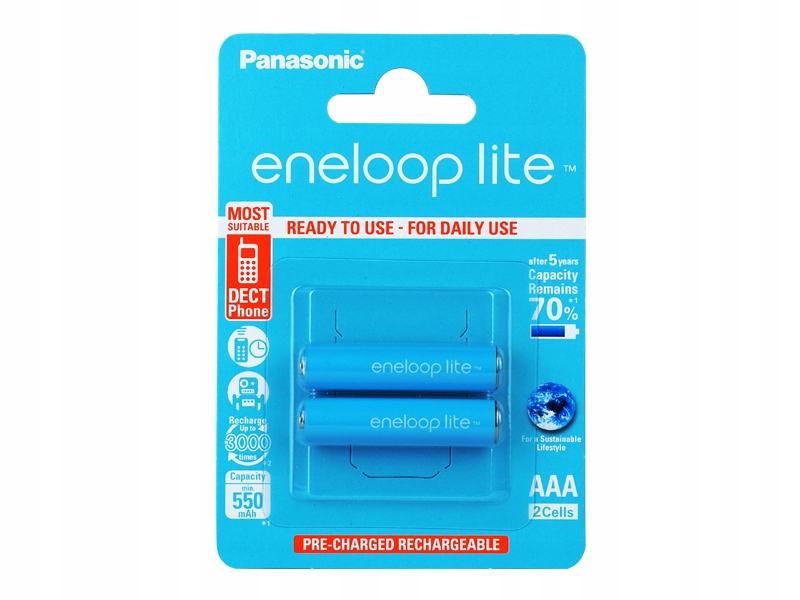 2 szt. Akumulator Panasonic Eneloop Lite R03, 550 mAh, blister.