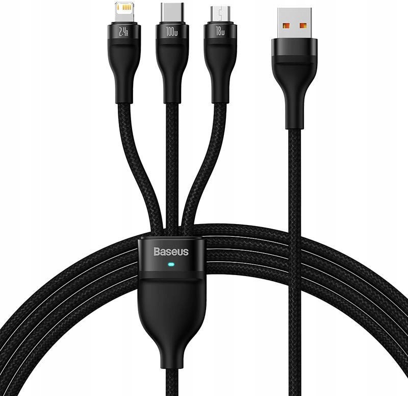 Kabel Baseus Flash Series 3w1 USB-A - USB-C + micr