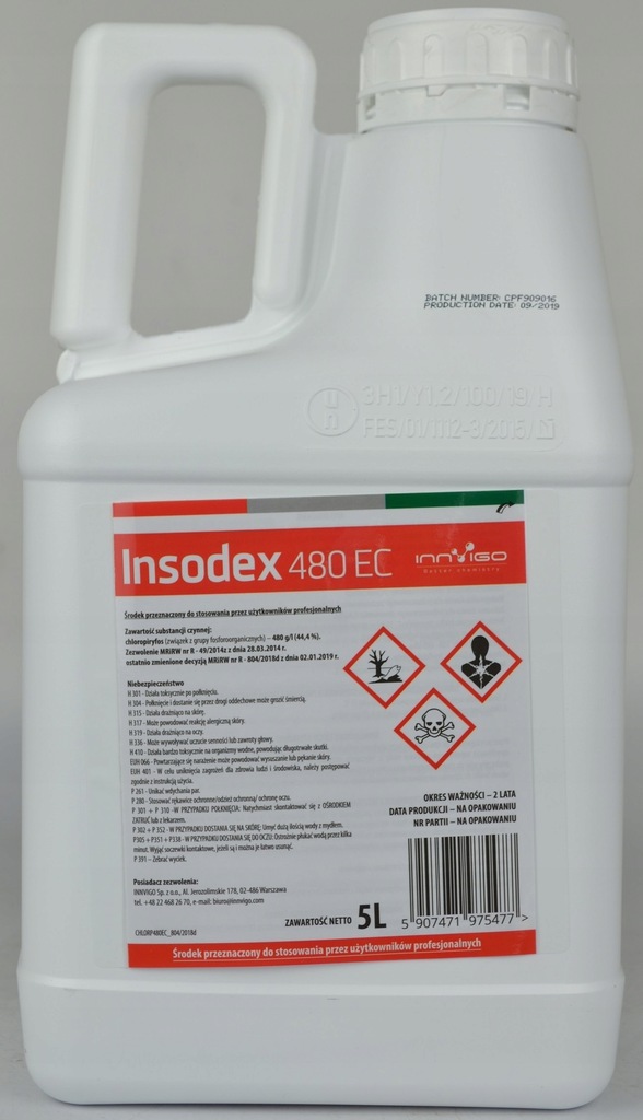 Insodex 480 EC 5L OWADOBÓJCZY INSEKTYCYD