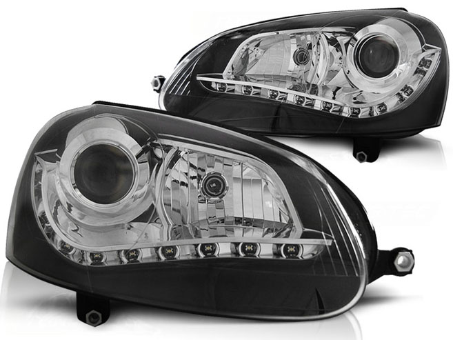 Reflektory Lampy przód VW GOLF 5 BLACK LED diodowe