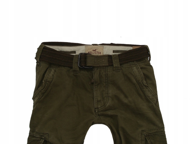 HOLLISTER ___ NOWE Bojówki KHAKI + Pasek W30 L32