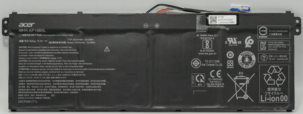Bateria Acer AP19B5L 38%
