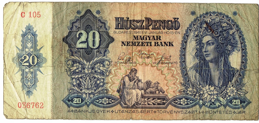 Banknot Węgry z 1941 roku