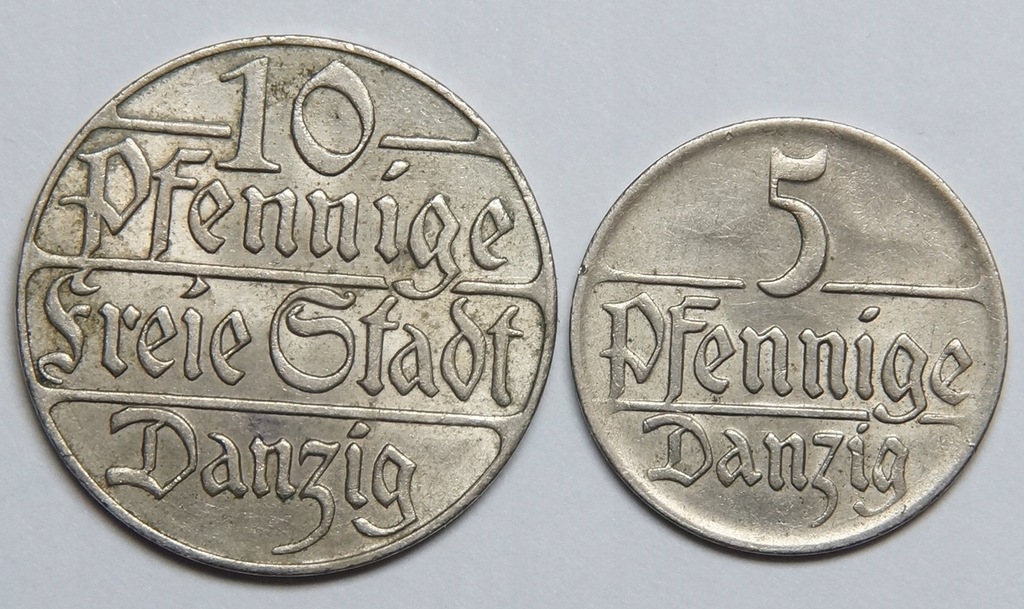 kx 5 i 10 fenigów 1923 Wolne Miasto Gdańsk - bardzo ładne