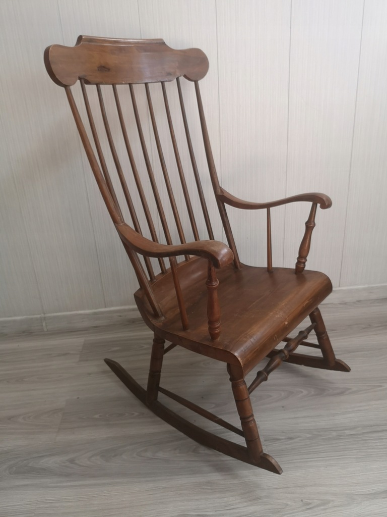 fotel bujany retro vintage drewniany tekowy stary