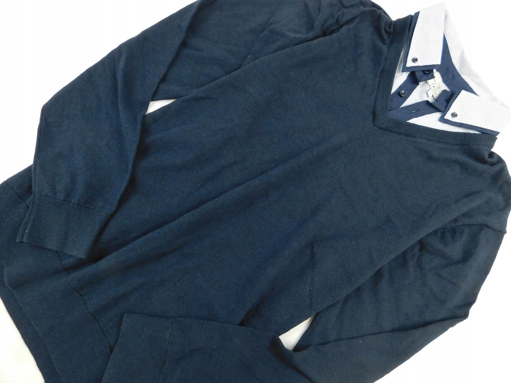 2912e19 NEXT sweter GRANATOWY z kołnierzykiem XL