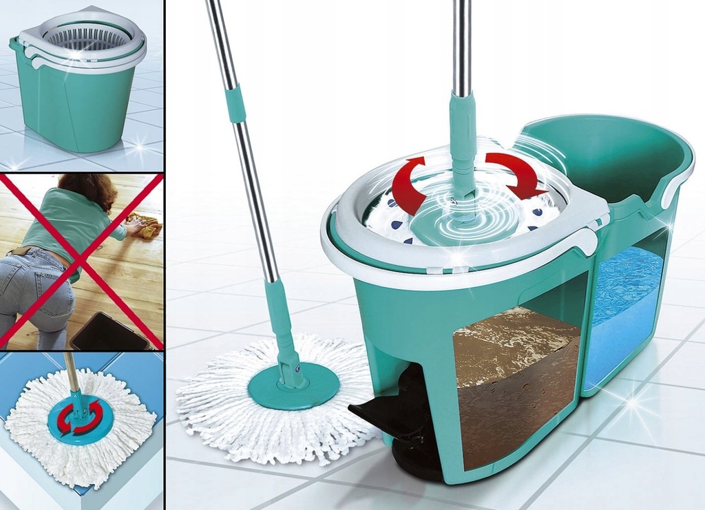 NIEMIECKI MOP OBROTOWY WIADRO Z FILTREM + WÓZEK