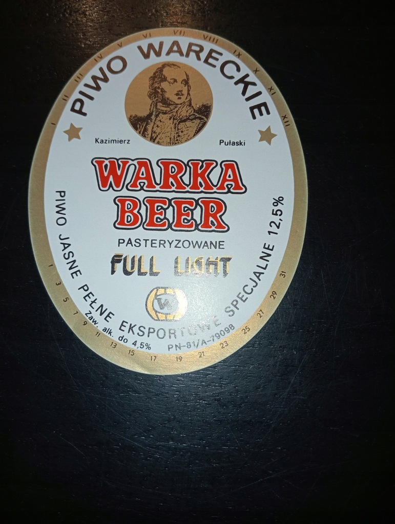 PIWO WARECKIE WARKA BEER KAZIMIERZ PUŁASKI N. ETYKIETA