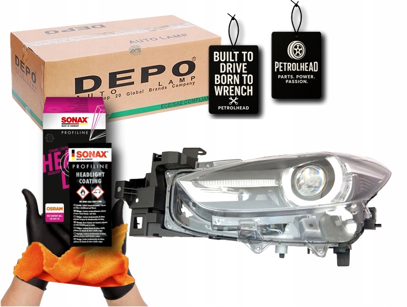 REFLEKTOR PRAWY MAZDA 3 BM 02.17-03.19 DEPO #Petrolhead Pro+ Kit8