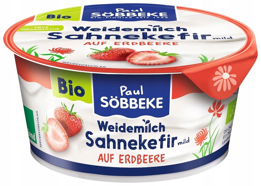 Kefir kremowy z truskawkami bio 150 g sobbeke