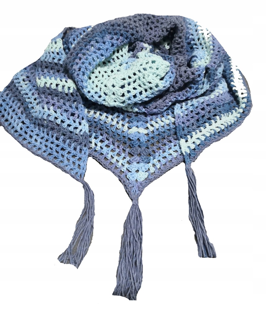 Chusta szydełkowa Boho Hand made w kolorze jeans