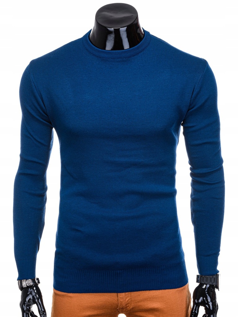 Sweter męski casual basic 153E niebieski XXL