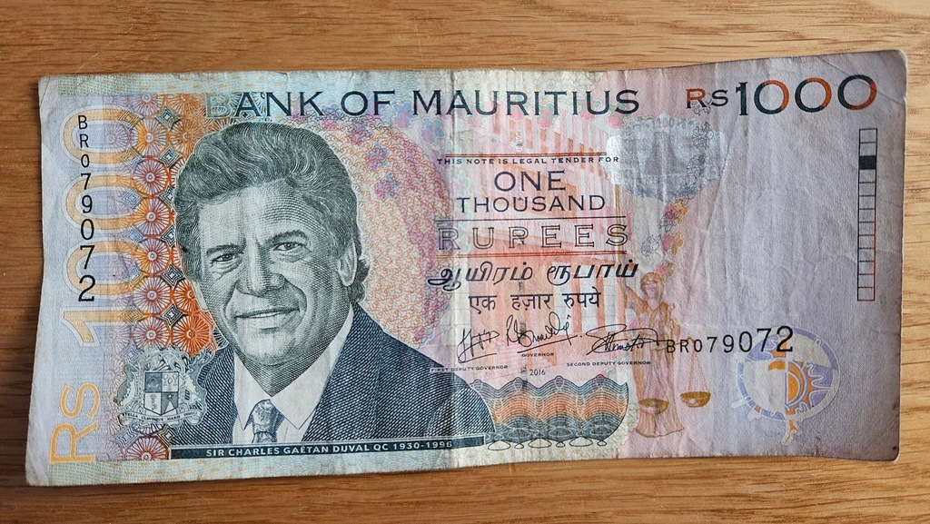 MAURITIUS Banknot 1000 RUPII MAURYTYJSKICH 1000RS 1000 MUR 2016r