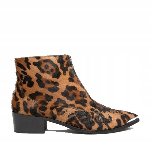 ASOS ALEXIS - DAMSKIE BOTKI - SKÓRA - LEOPARD 35,5