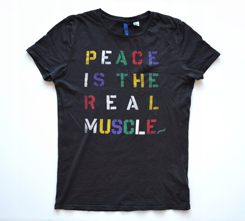 H&M t-shirt koszulka męska z napisem PEACE r S