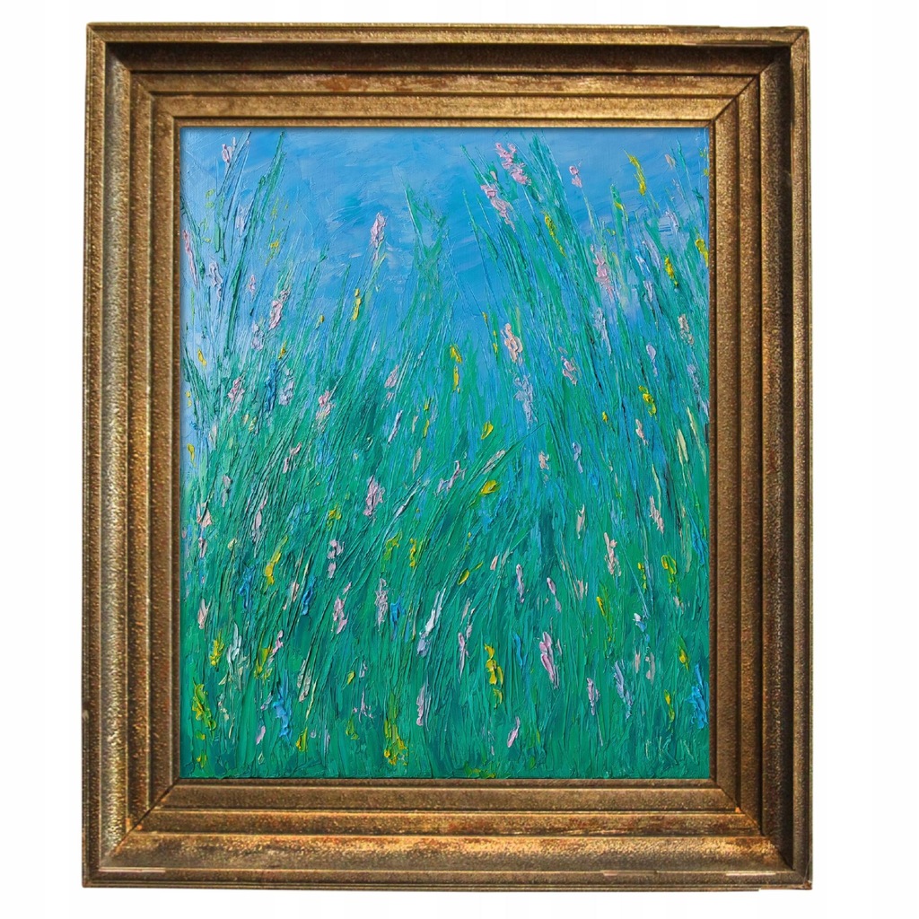 ŁĄKA obraz olejny na płótnie płótno abstrakt 40X50