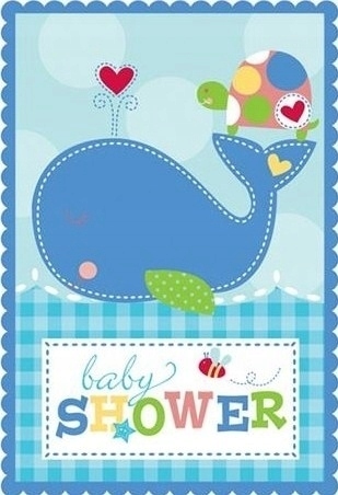 Baby Shower Boy chłopiec wieloryb niebieskie
