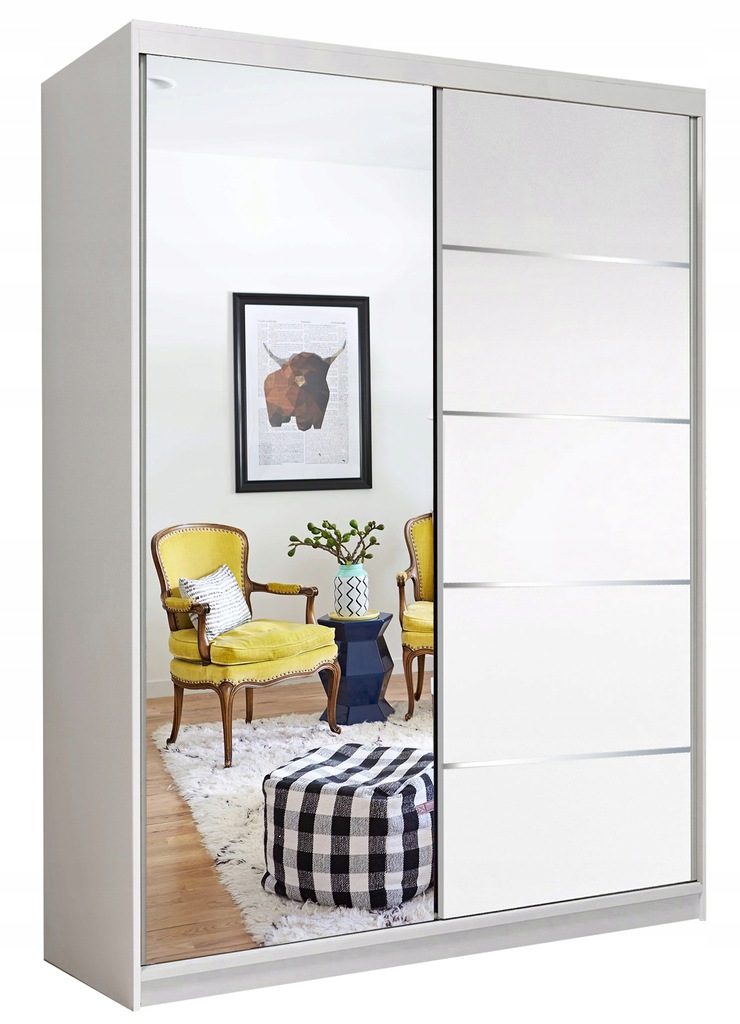 Biała SZAFA Z LUSTREM IKEA AGATA MEBLE JYSK