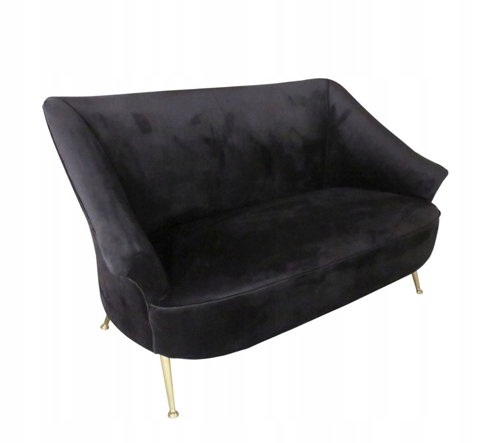 Sofa Marguesa 151/85/85cm Tapicerowana Welurowa Glamour czarno-złota