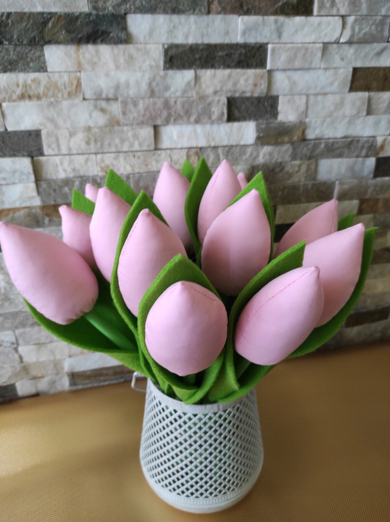 Tulipany z materiału BUKIET 14szt. bawełna różowy