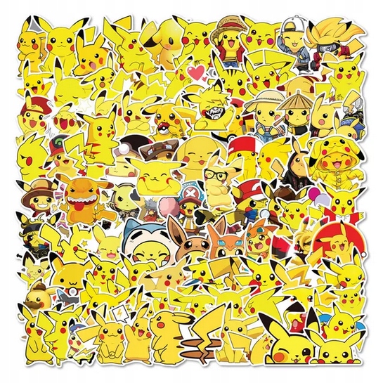 POKEMON YELLOW PIKACHU NAKLEJKA STICKER 100szt.