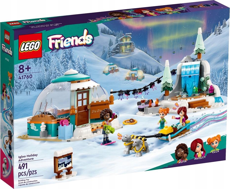 KLOCKI LEGO FRIENDS 41760 ZIMOWA PRZYGODA W IGLOO POSTAĆ ALIYA PAISLEY ELLA