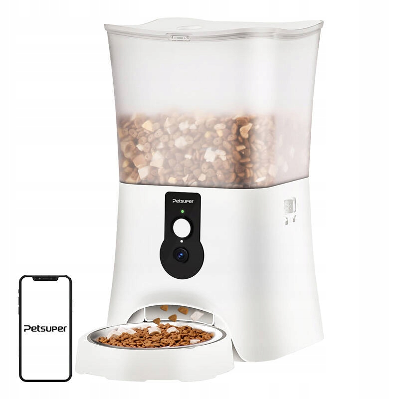 Dozownik Karmy Automatyczny WiFi Petsuper PF01-2 5L Kamera Biały