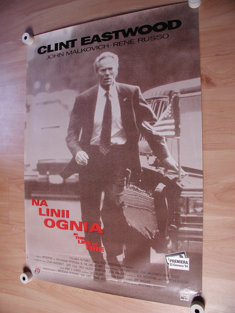 NA LINII OGNIA Eastwood - Plakat kinowy lata 90-te