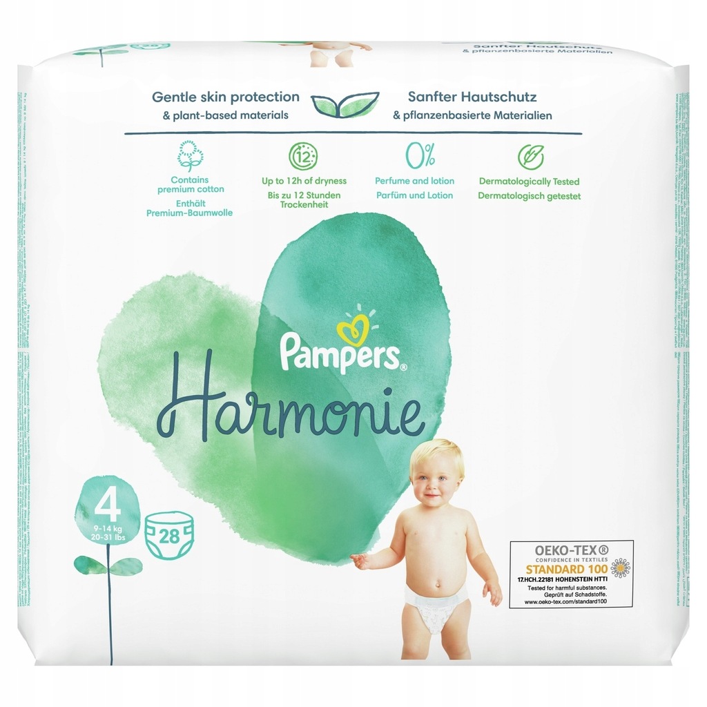 Pieluszki Pampers Harmonie rozmiar 4 9-14 kg 28szt