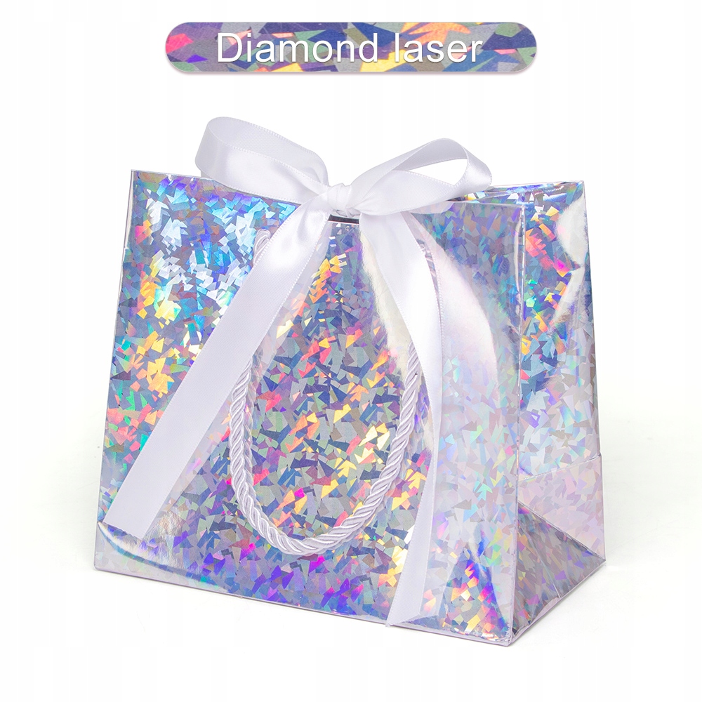 Laser gift paper bag holiday party gold and