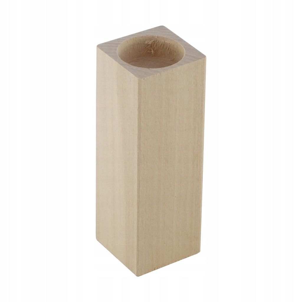 Świecznik drewniany kwadratowy decoupage 10 cm