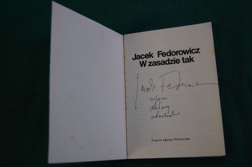 Książka Jacka Fedorowicza z autografem