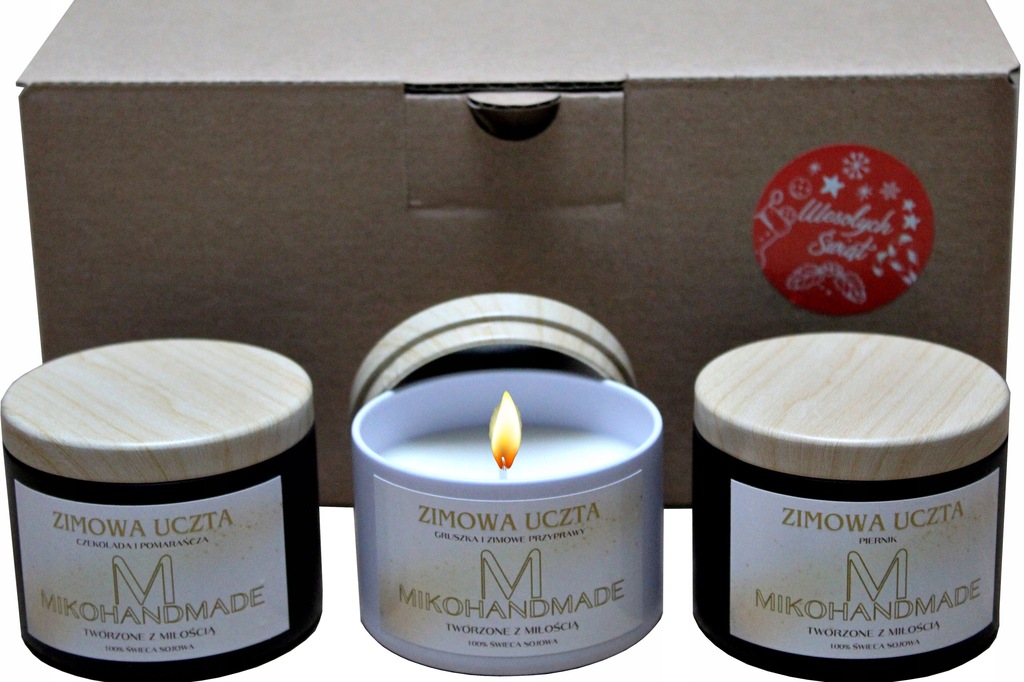 Komplet świec sojowych Świąteczne zapachy Box Świąteczny Prezent na Święta