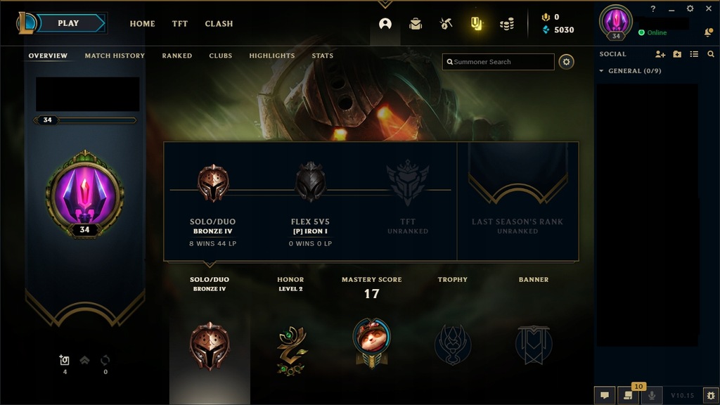 League of Legends LOL konto 34 lvl bronze IV EUNE